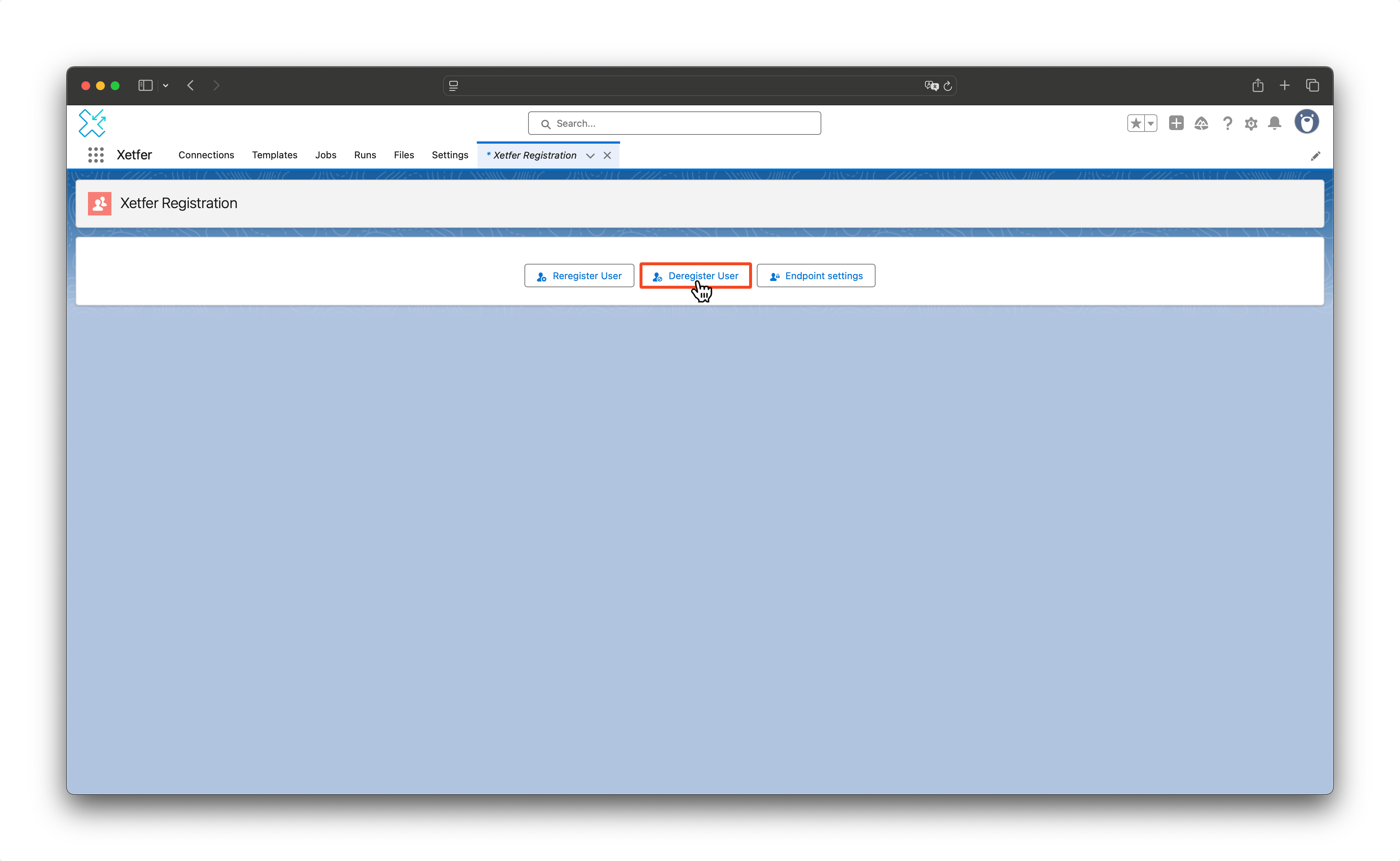 Deregister button