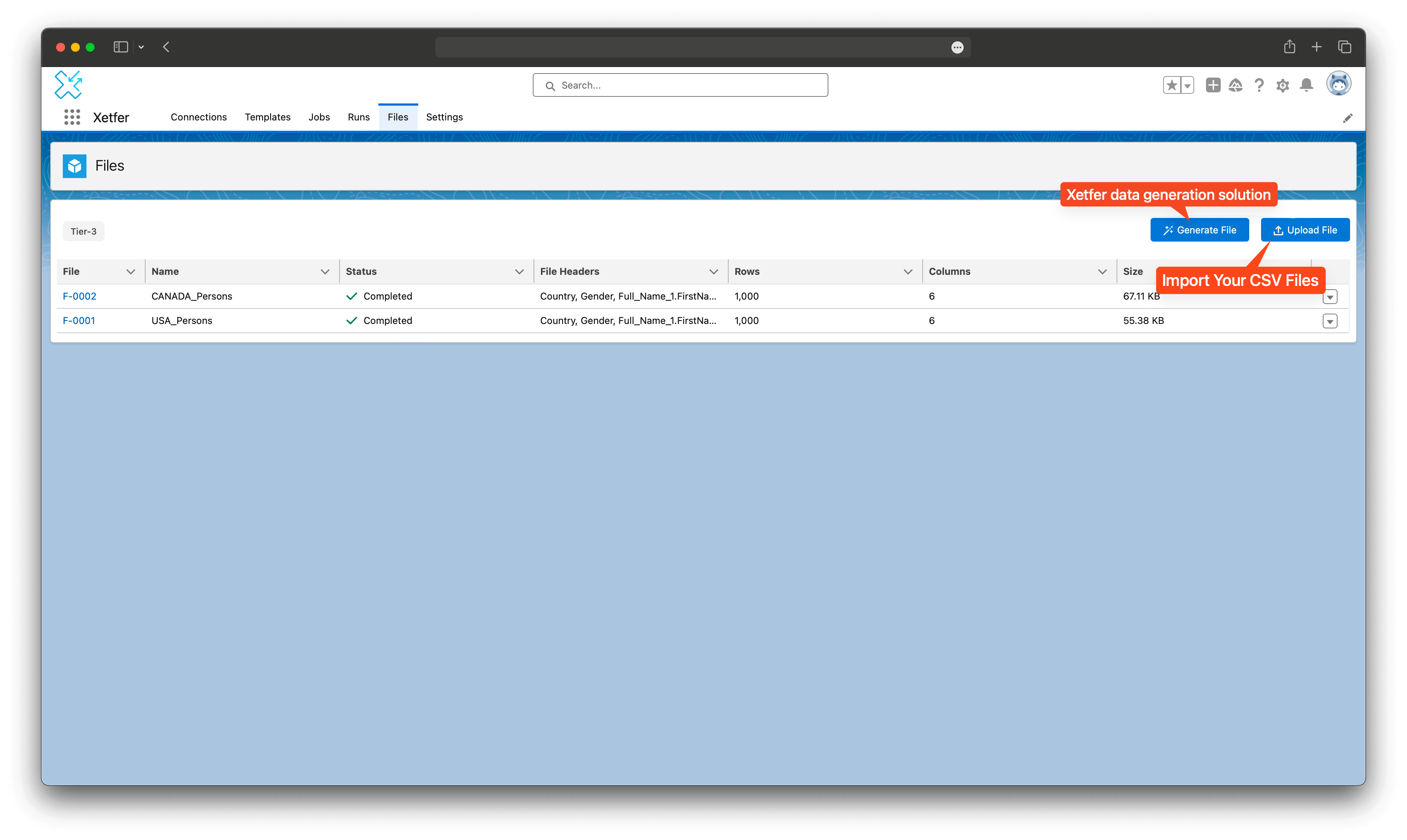 Xetfer Files Tab