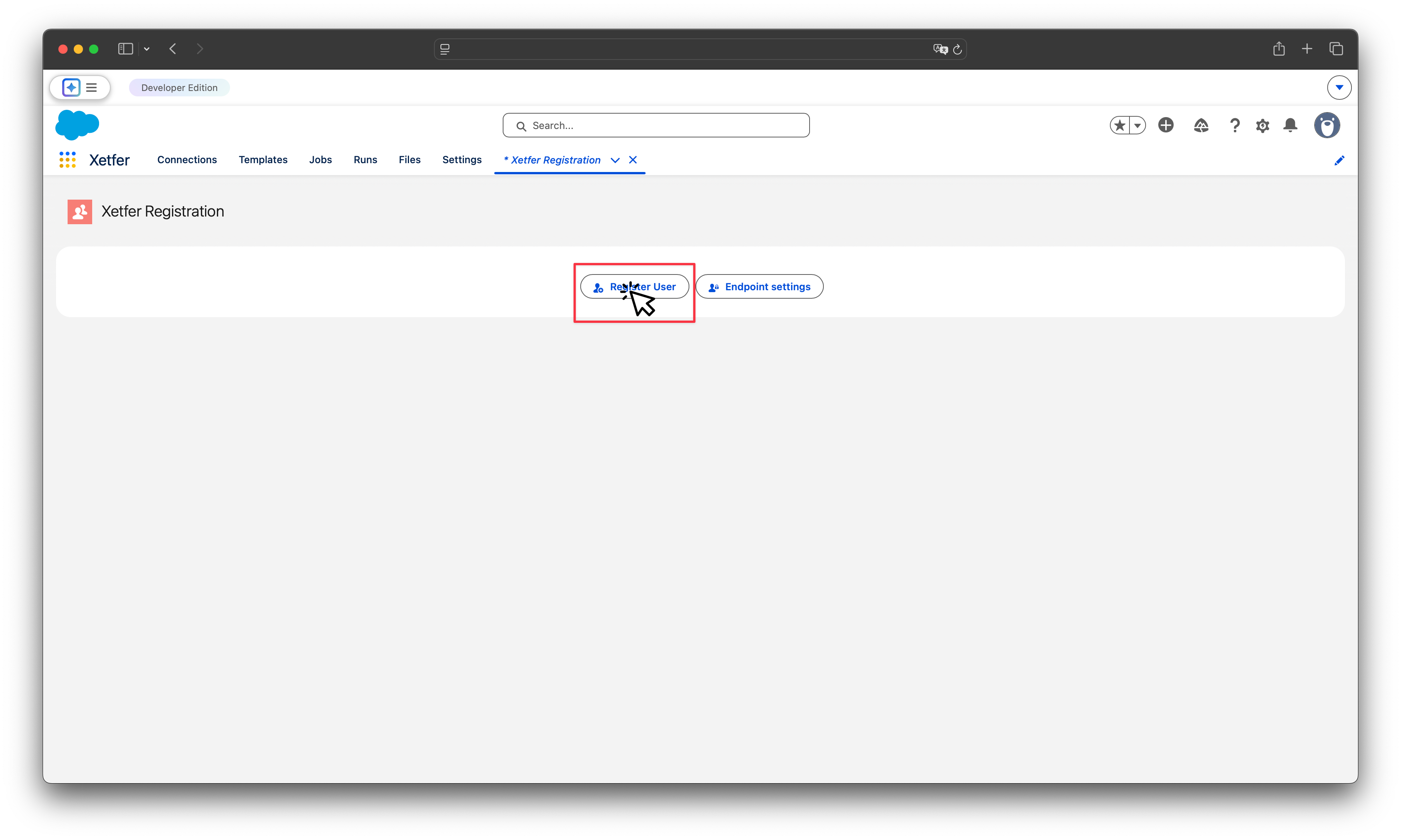 Xetfer Registration page